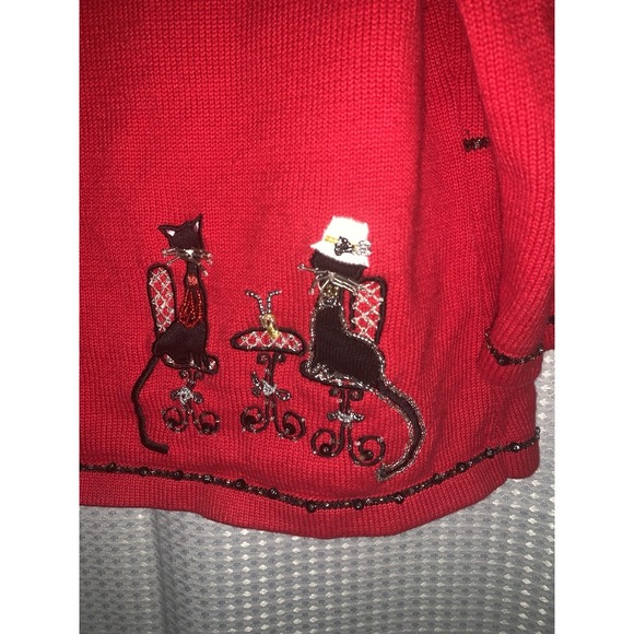 Berek Womens Medium Holiday Cats Sweater New Years Eve Party Celebrating - Picture 10 of 12